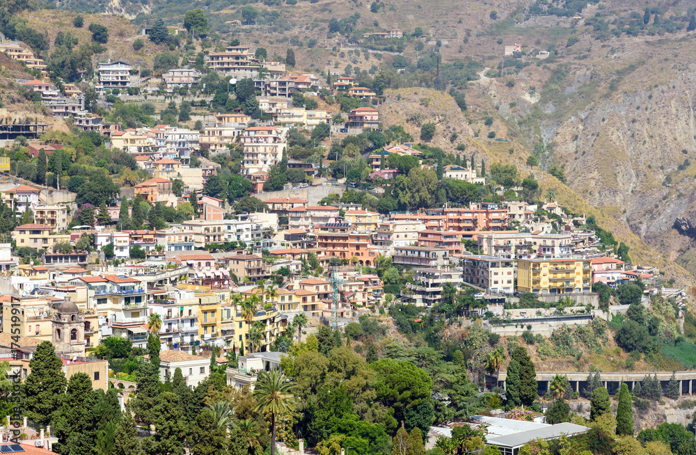 panoramic view of Taormina, sicily, italy
