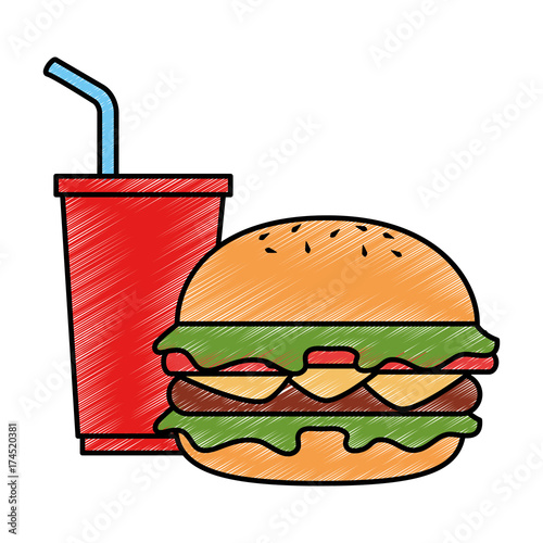 delicious burger with soda