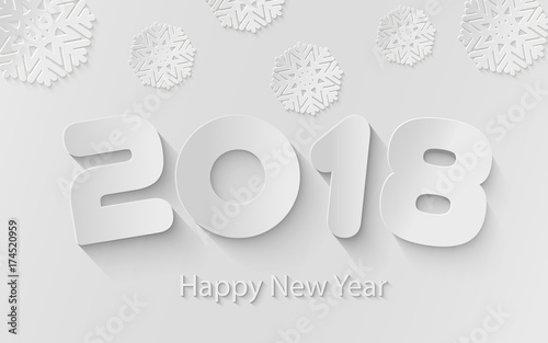 Vector Happy New Year 2017 background with paper cuttings
