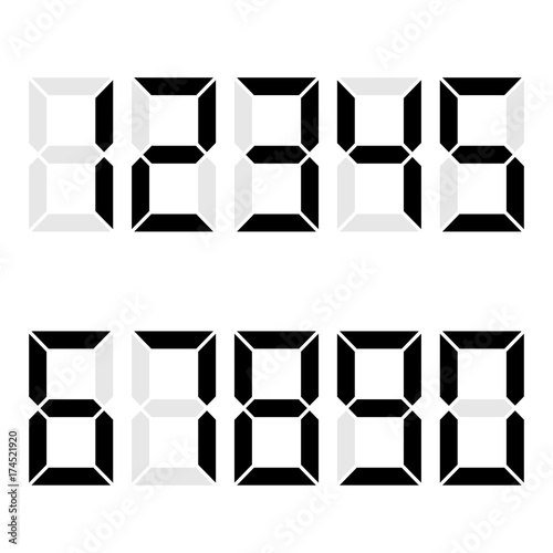 electronic figures. black. Number, amount, issue number, a copy of the calculator . Vektor illustration.