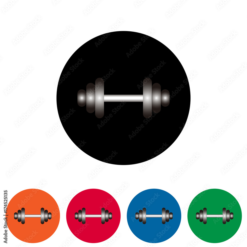 Set of Dumbbell round icons colors Set of Dumbbell round icons colors
