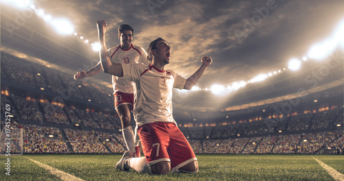 Fotografia, Obraz Happy soccer players