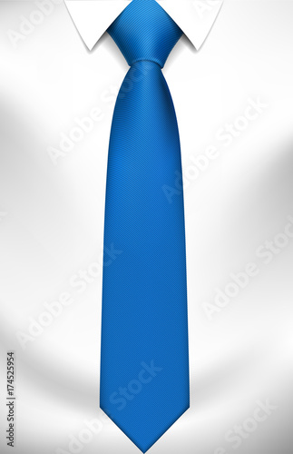 realistic white shirt with a blue tie