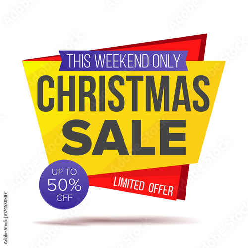 Xmas Special Offer Sale Banner Vector. Holidays Sale Announcement. Isolated On White Illustration