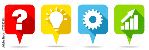 Speechbubbles Question, Idea, Work & Success