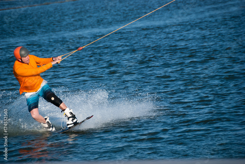 Wakeboarder with focused face