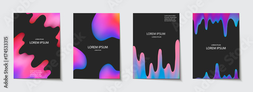Trendy template set with futuristic modern neon shapes for poster, cover, card, broshure, banner.