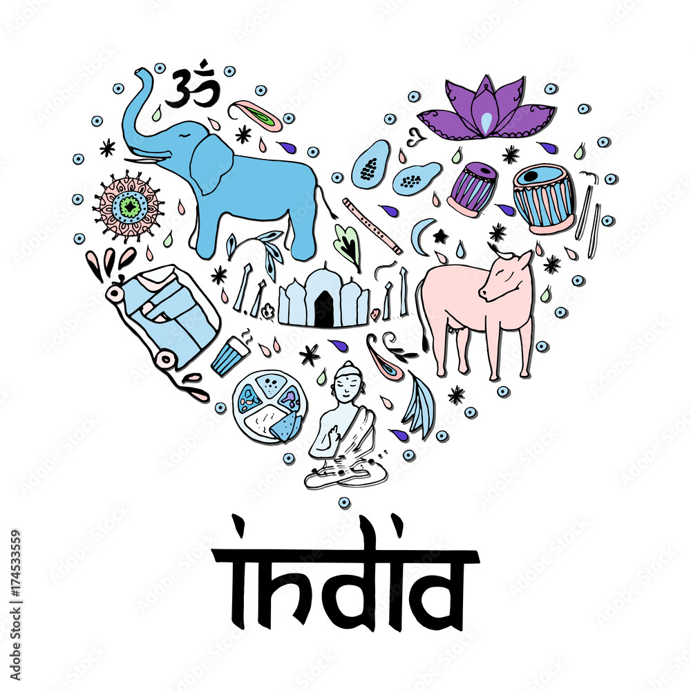 Fototapeta premium India in the form of heart.