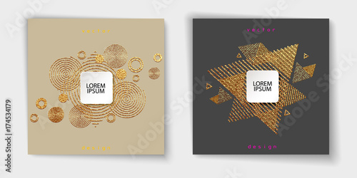 Abstract gold glitter geometric vector background.