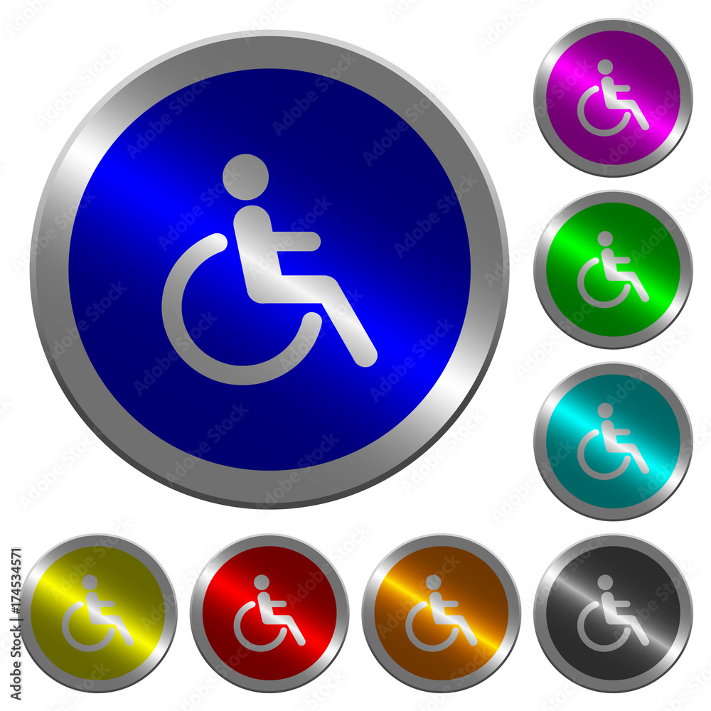 Disability luminous coin-like round color buttons Disability luminous coin-like round color buttons