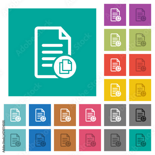 Copy document square flat multi colored icons