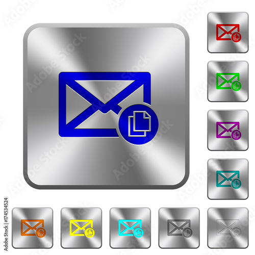 Copy mail rounded square steel buttons