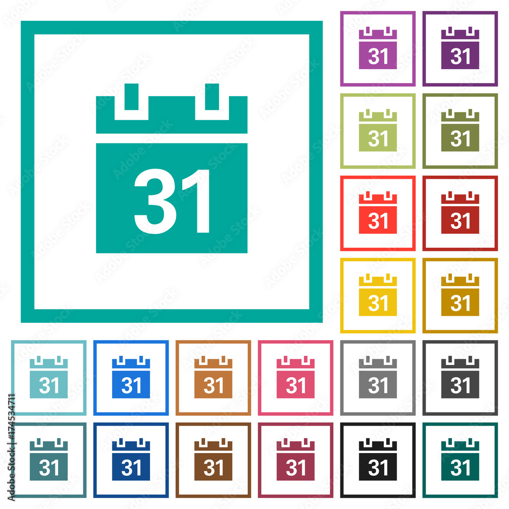Calendar flat color icons with quadrant frames Calendar flat color icons with quadrant frames