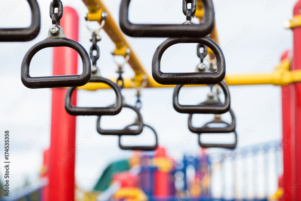 Swings in a playground. Swings in a playground.