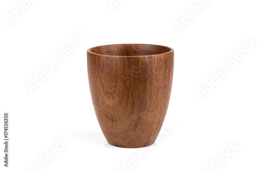 wooden cup on white background
