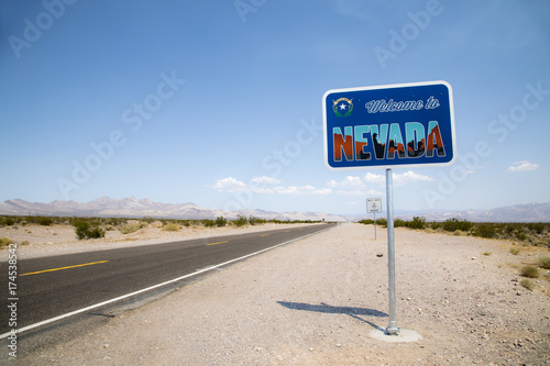 Welcome to Nevada sign on the boarder with California 