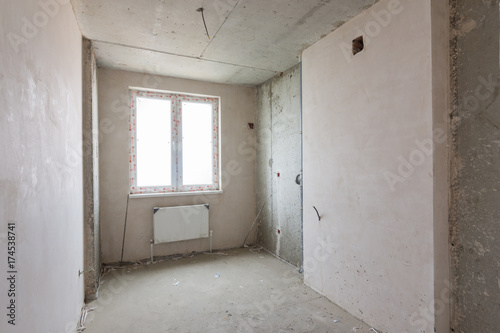 Room under the kitchen in a new building, communications on the developers project