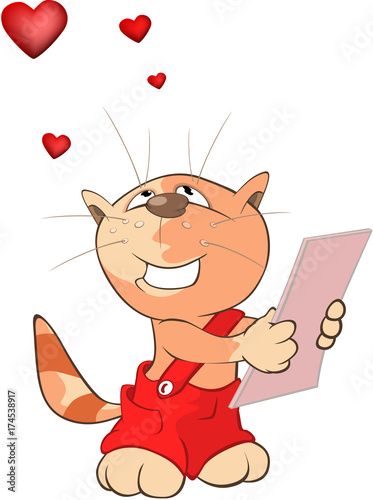 Illustration of a Cute Cat. Cartoon Character. Vinegar valentines