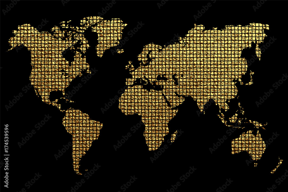 Fototapeta premium Creative gold map of the world. Vector illustration. .