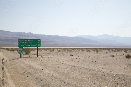 A road sign for route 190 running through Death Valley in California 