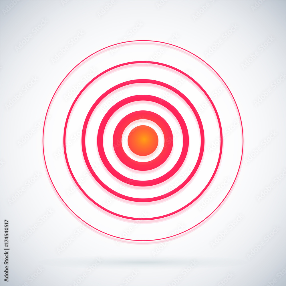 Red rings. Pain circle. Symbol of pain. For your medical design. Vector template illustration Red rings. Pain circle. Symbol of pain. For your medical design. Vector template illustration