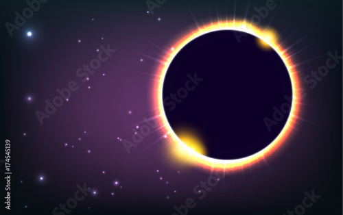 Sun eclipse cosmic vector illustration