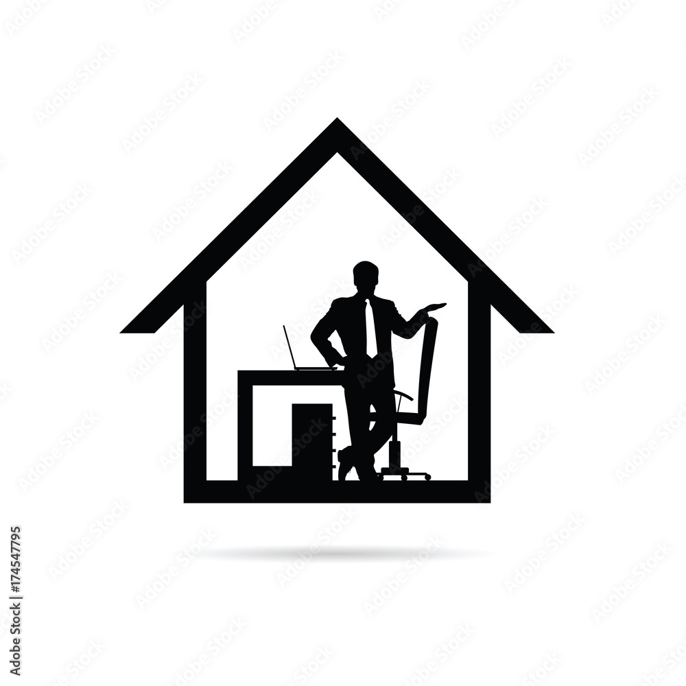 work from home with man silhouette illustration work from home with man silhouette illustration