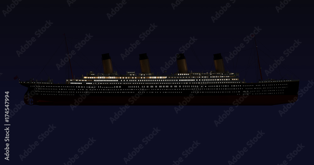 Titanic 4K Night Profile Stock Photo