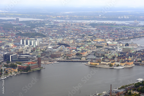 Aerial view of Stockholm with City Hall and thr Old Town