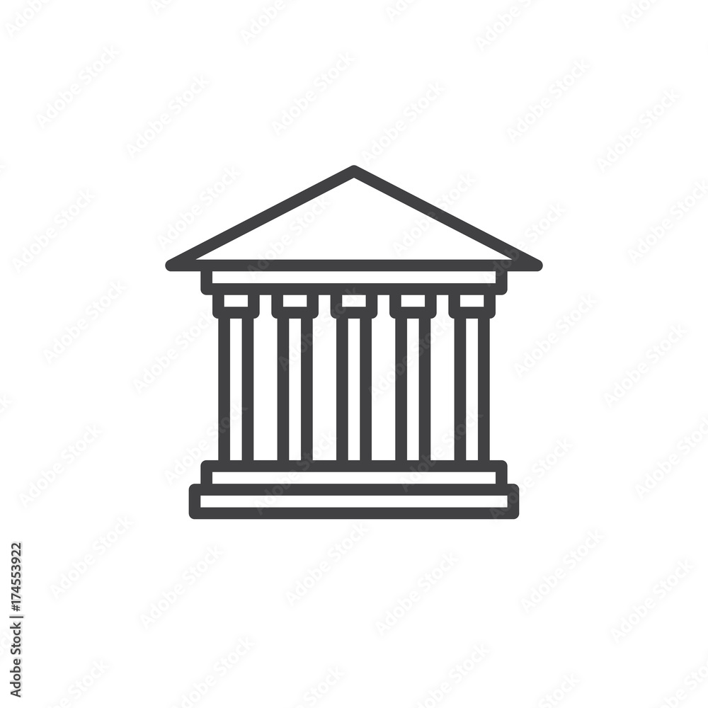 Courthouse line icon, outline vector sign, linear style pictogram isolated on white. Symbol, logo illustration. Editable stroke