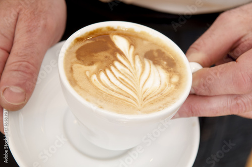 Intricate Leaf Pattern Latte Art