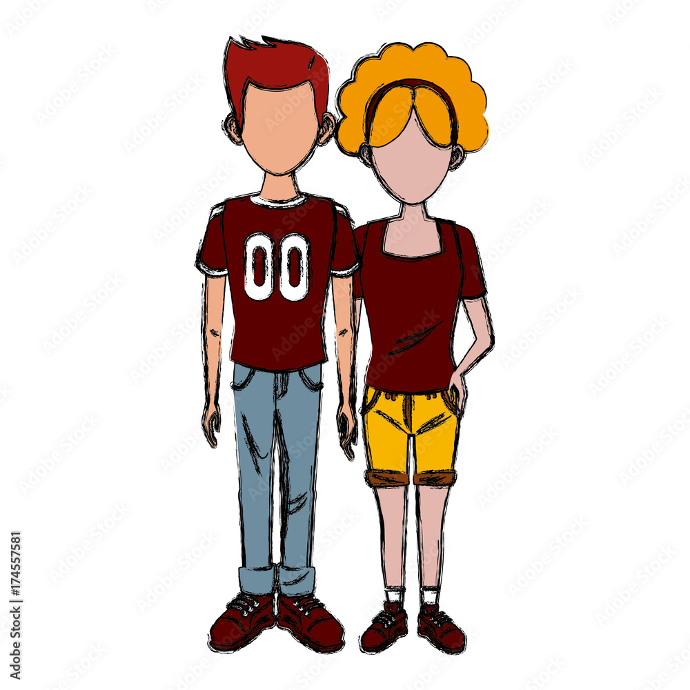 Young couple cartoon icon vector illustration graphic design Young couple cartoon icon vector illustration graphic design
