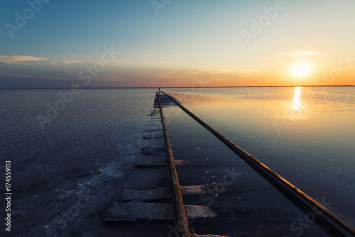Beauty sunset on salty lake in Altay, Siberia, Russia © olinchuk