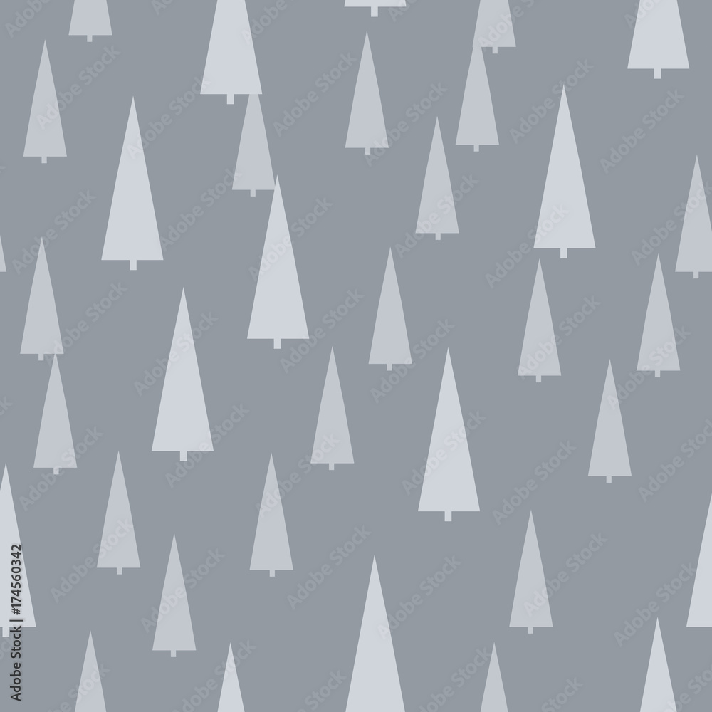 Christmas pattern with trees. Abstract winter forest. Simple background to print on fabric, paper, gift wrapping. Vector 