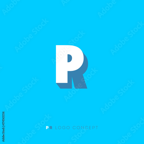 PR logo concept. PR letters on the blue background. Public Relations logo.