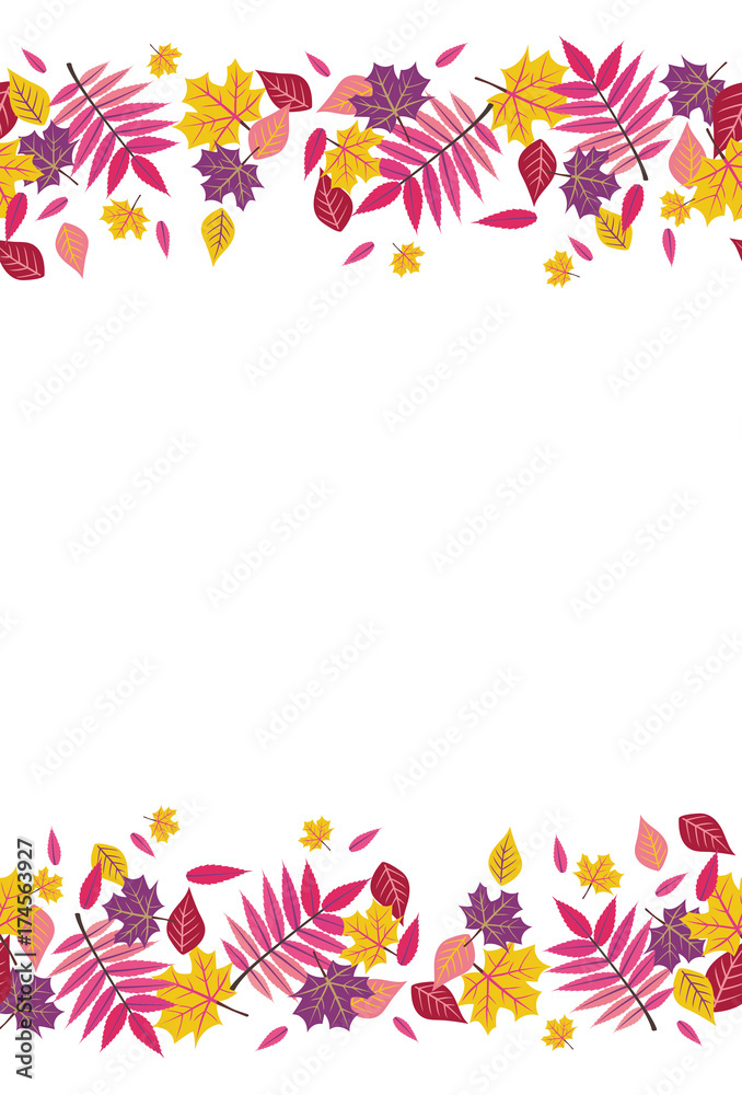 Seamless Bright Fall Autumn Sumac Leaves Top and Bottom Border 1 Seamless Bright Fall Autumn Sumac Leaves Top and Bottom Border 1