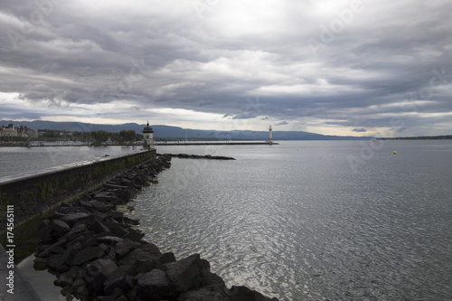 Lake leman in the city of Geneva  Switzerland