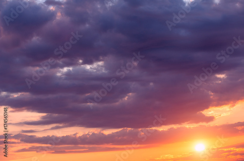 "Hot" sunset on the evening cloudy sky. © Sviatoslav Khomiakov