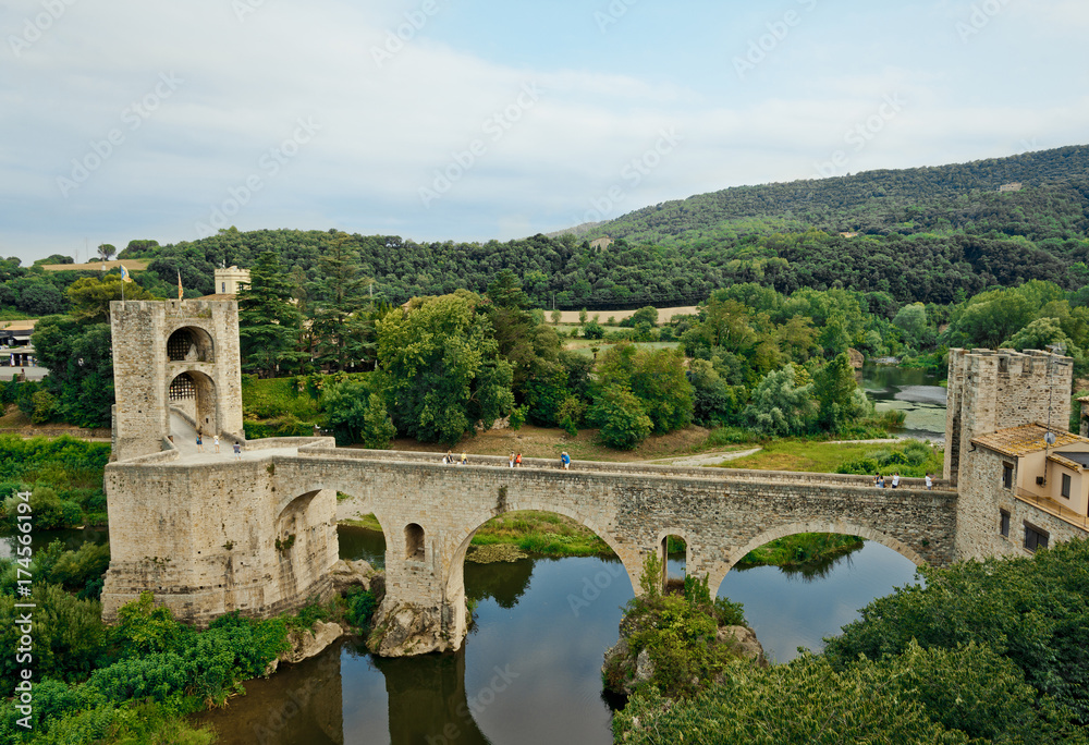 Bridge across EL Fluvia River in Besalu, Spain