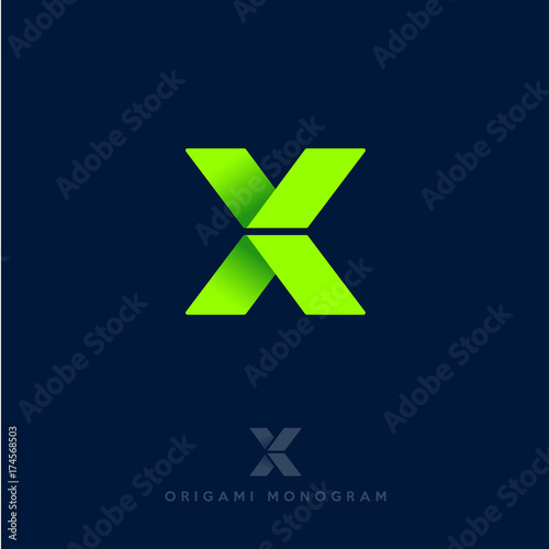  X logo. X origami letter. Origami arrows emblem. Delivery or construction logo. photo