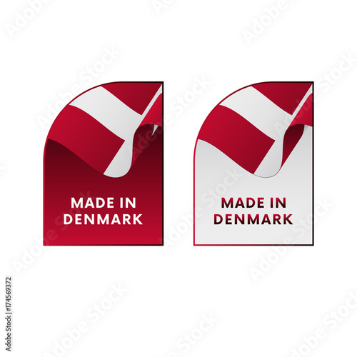 Stickers Made in Denmark. Vector illustration.