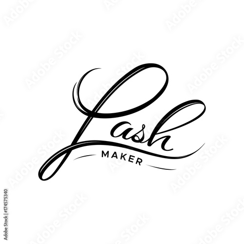 Lash maker logo. The element of the corporate style of salon eyelash extensions. Style with a stylized hand-drawn lettering, calligraphy.