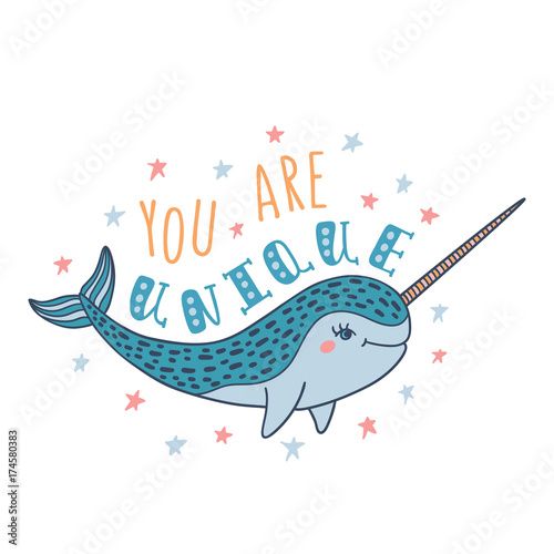 You are unique. Handwritten inspirational quote.
