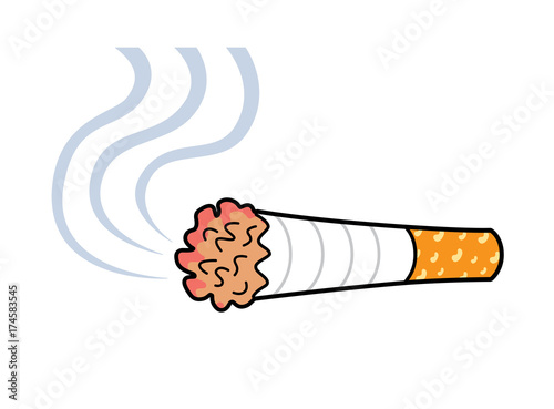 Cigarette with smoke vector icon isolated.