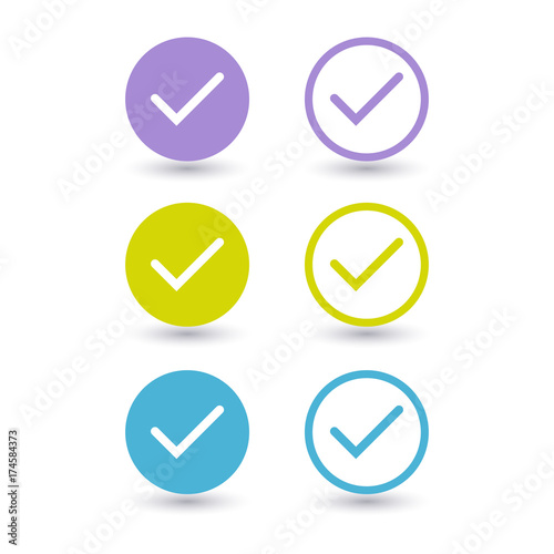 Free Download Set of flat round colorful checkbox icons vector illustration - GFXLoad