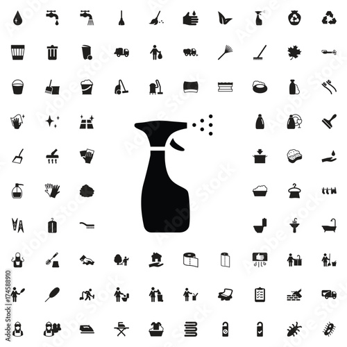 Spray bottle icon. set of filled cleaning icons.