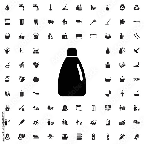 Detergent bottle icon. set of filled cleaning icons.