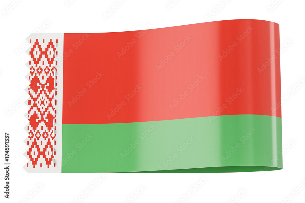 Fototapeta premium Clothing tag, label with flag of Belarus. 3D rendering