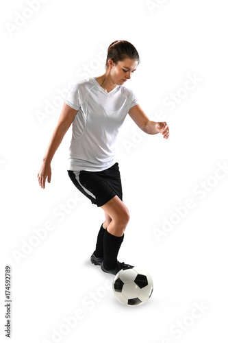 Female Soccel Player Controlling Ball © R. Gino Santa Maria