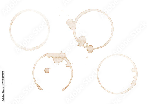 Coffee stains isolated on a white background